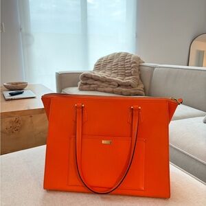 Ralph Lauren Orange Leather Tote Bag - Women's Shoulder Bag